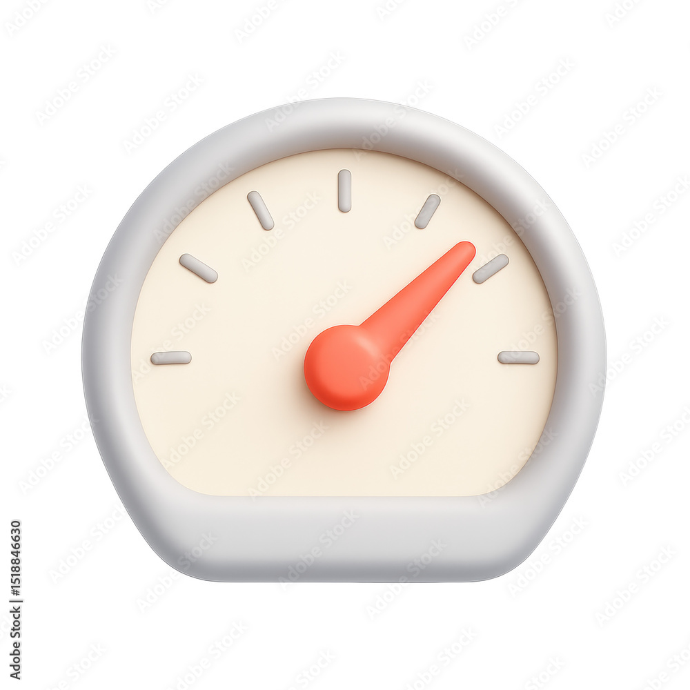 Poster speedometer icon: 3d rendered speedometer icon showcasing speed and performance. the needle points t
