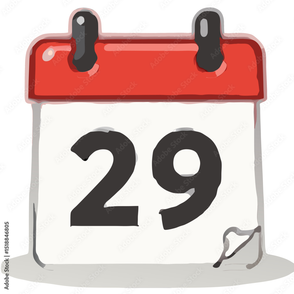 Poster illustration of a calendar showing the date 29, representing a specific day or event.