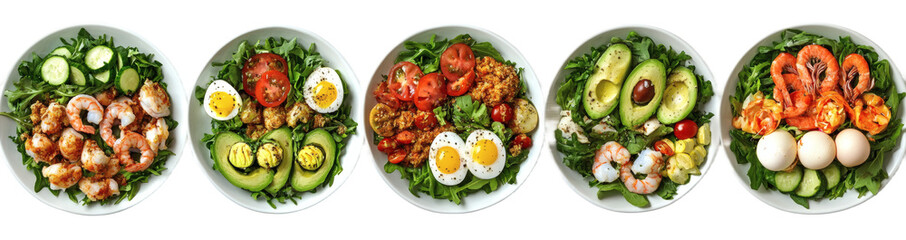 [Transparent Background PNG]Delicious Healthy Food Bowls with Variety of Ingredients