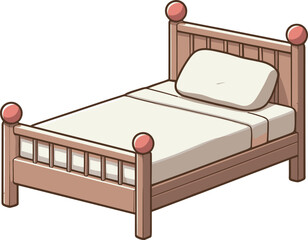 シンプルなシングルベッドのイラスト