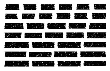 マスキングテープ　グランジ加工　ガサガサ　レトロ　黒　シルエット　セット　ベクター