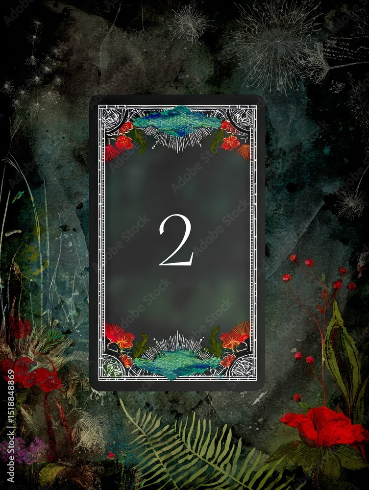Poster a card with the number 2 on it is surrounded by a colorful