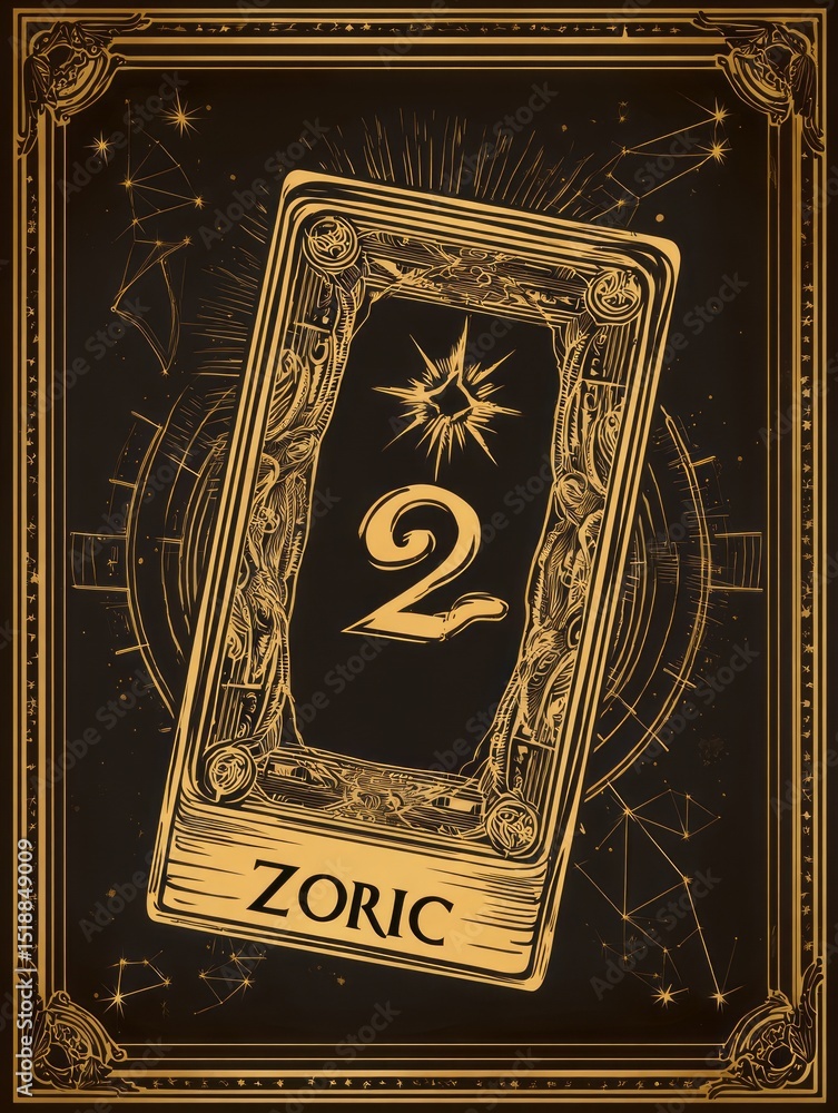 Poster A card with the number 2 on it and the name Zoric
