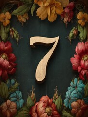 A colorful floral design with the number 7 in the center