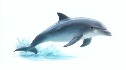 Fototapeta premium Dolphin Jumping Out of Water Illustration