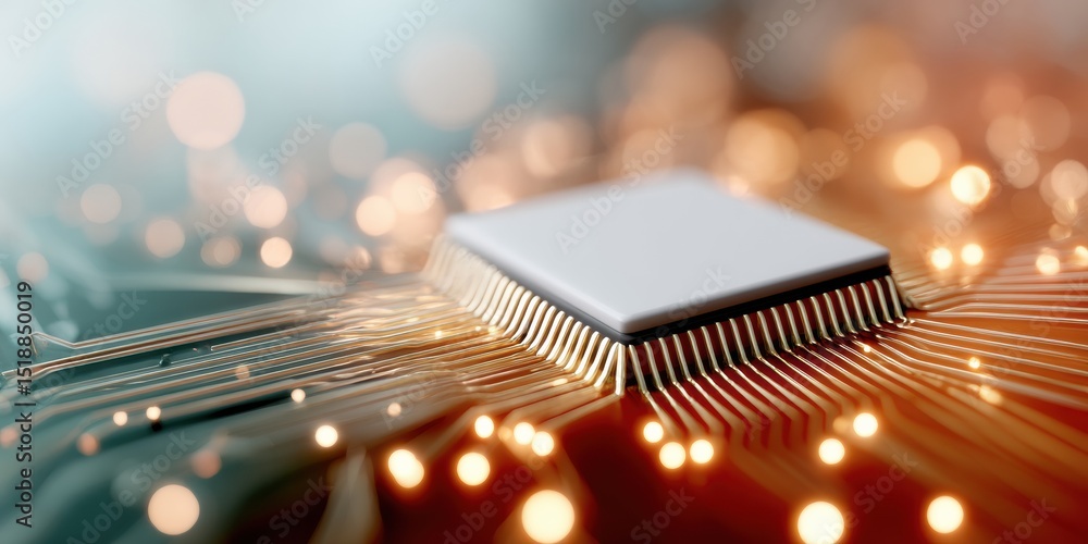 Leinwandbilder Strategic Alliance Microprocessor Chip on Circuit Board with Advanced Semiconductor Design Highlighting Tech Innovation and Digital Manufacturing Power