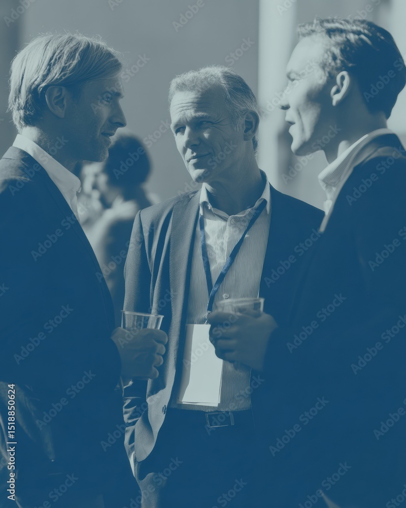 Aufkleber Modern Professional Networking Event with Well-Dressed Executives Building Strategic Business Relationships in Elegant Venue with Ambient Lighting