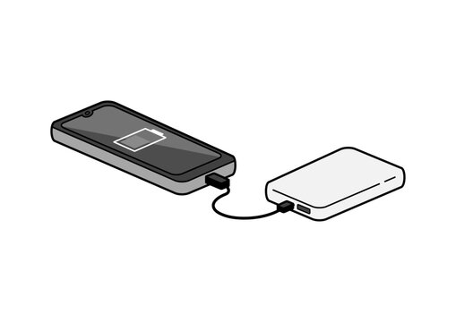 充電中のモバイルバッテリーのイラスト