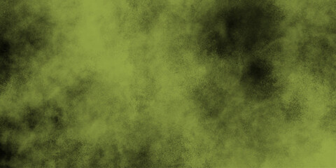 Abstract green background. Christmas background. Dark green sky with puffy smoky illustration. Distressed old antique parchment paper on a vintage marbled textured design banner. 