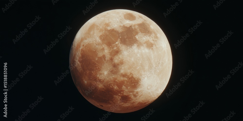 Aufkleber high-resolution full moon with detailed craters and maria isolated on transparent background for ast