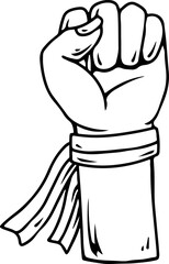 Raised Fist Line Art with Headband – Symbol of Indonesian Spirit and Unity  