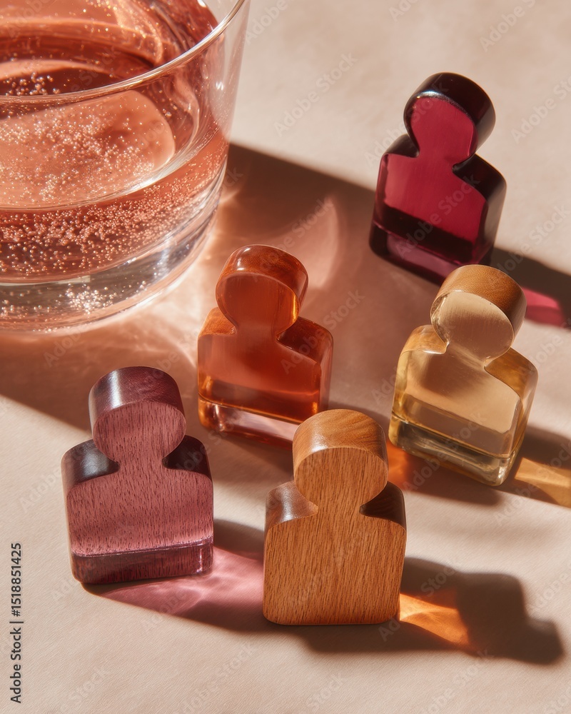 Aufkleber diverse wooden figure icons on puzzle pieces highlight inclusion and teamwork in corporate settings 