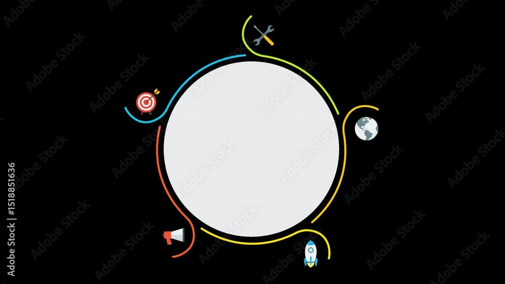 Poster infographic cycle process with business and development icons for presentation on a transparent back