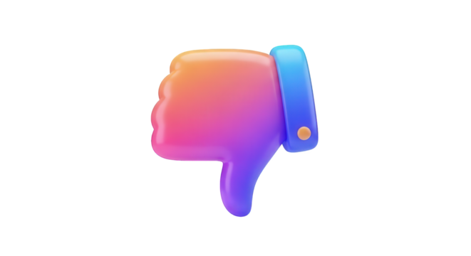 Thumbs down dislike icon emoji gradient color social media feedback negative reaction symbol graphic image png on transparent background