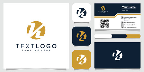 Elegant Logo Design with Letter K, Business Card Template and Modern Iconography