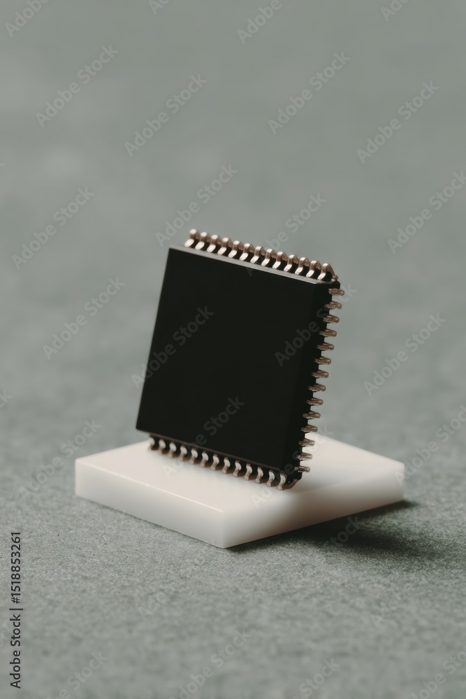 Fototapete Quantum Microchip Processor on Minimalist Circuit Board Stand Highlighting Next-Gen Semiconductor Technology for Innovative Computing