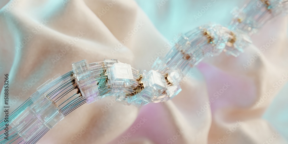 Fototapete Superposition Quantum Processor with Cascading Light Streams Through Transparent Crystalline Structure for Next-Gen Computing and Data Breakthroughs