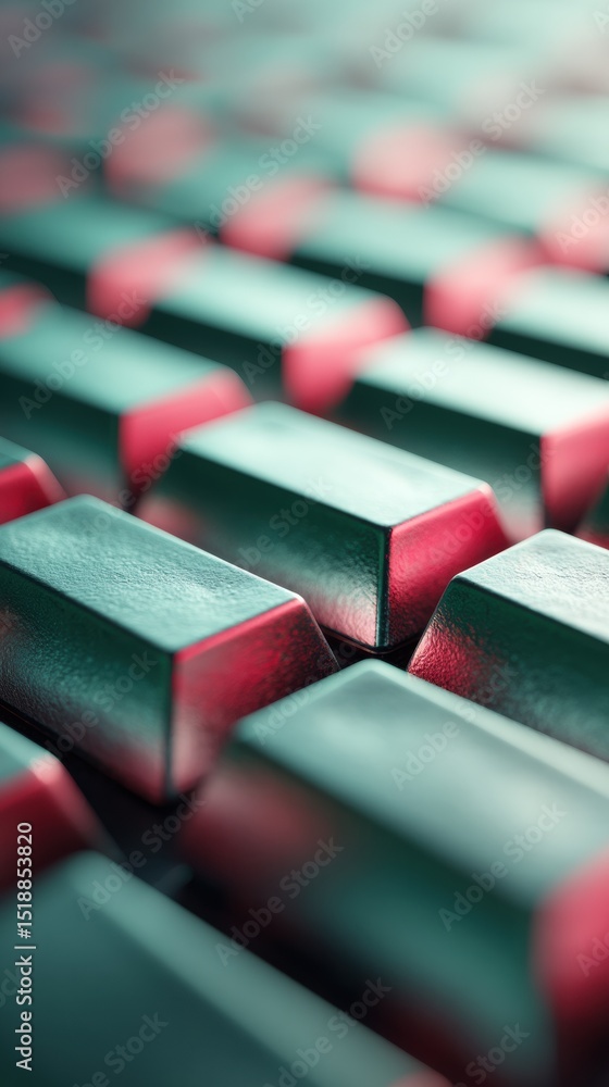 Poster modern portfolio hedge concept with neatly stacked metal ingots in rows representing precious metals