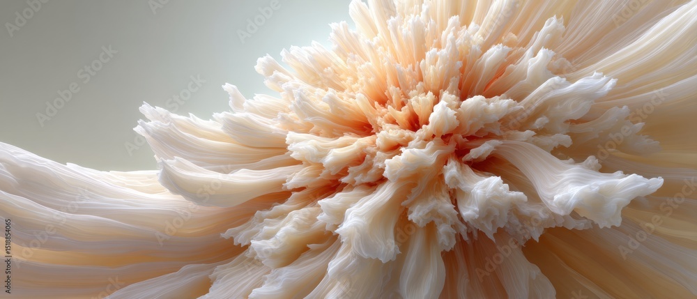 Aufkleber Abstract Dynamic Flowing Organic Sculpture in Soft Cream Tones for Modern Art and Digital Design Applications - Contemporary Visual Trend