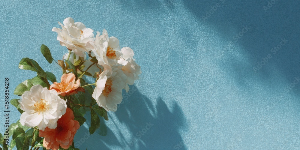 Poster elegant artificial roses in soft natural light on textured surface with craft aesthetic for floral b