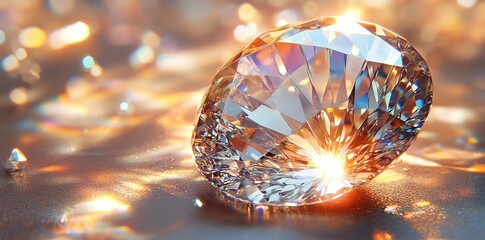 Radiant Diamond: A Sparkling Gem in Golden Light