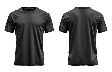 [Transparent Background PNG]Blank Black T-Shirt Mockup Front and Back