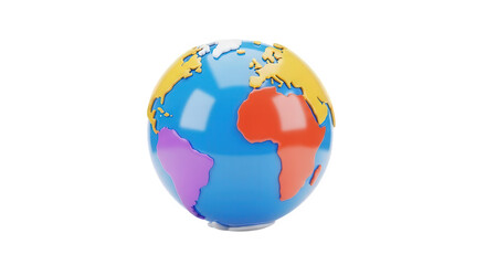 Fototapeta premium Colorful globe world continents geography travel earth illustration planet global journey map design image png on transparent background