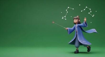 Star constellation wizard drawing celestial patterns