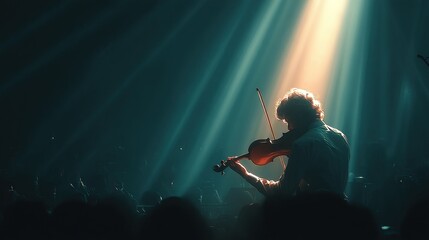 Fototapeta premium Solo violinist performing on stage