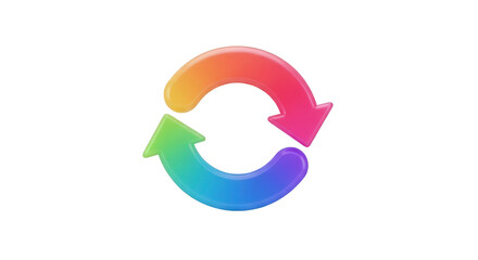 Fototapeta premium Colorful arrow refresh cycle icon for update synchronize and reload process on black background design image png on transparent background