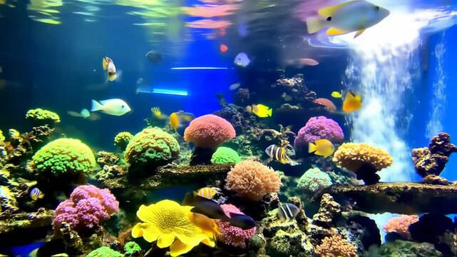 Various fish in the fish tank aquarium
