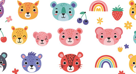Obraz premium Colorful cartoon animals pattern