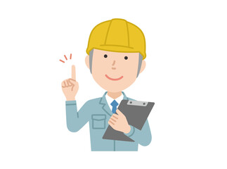 指をさす,男性作業員