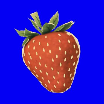 Vibrant artistic strawberry illustration animation, transparent 4K video, green screen