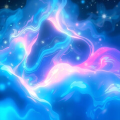 Dreamy Cosmic Nebula Art – Vibrant Blue and Pink Abstract Space Background