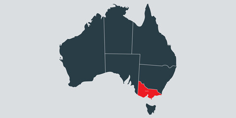 Vector Map of Australia Highligting Victora in Red © Selviana
