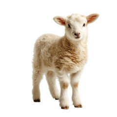 Fototapeta premium [Transparent Background PNG]Adorable Baby Lamb Studio Shot Against White Background