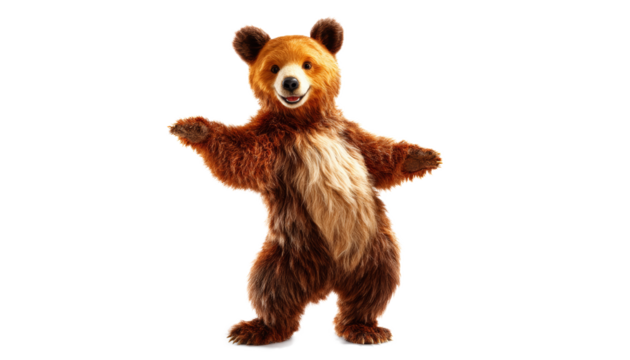 [Transparent Background PNG]Smiling Bear Illustration with Wide Arms