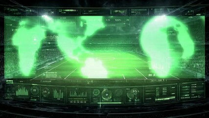 Futuristic sports analytics display at a soccer match - Powered by Adobe