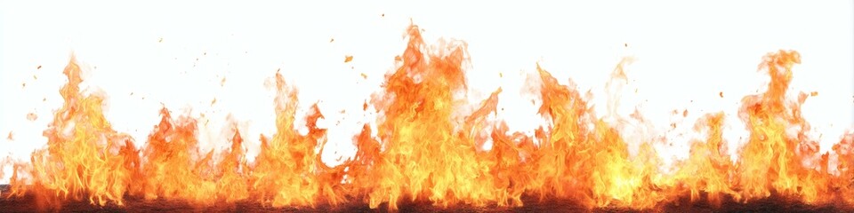 Abstract Fire Flames Isolated on White Background