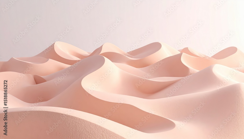 Poster abstract 3d render of flowing sand dune patterns in pastel tones with gentle light and shadow play