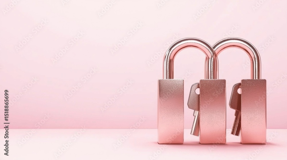 Poster a group of pink padlocks arranged in a row representing the importance of safeguarding sensitive inf