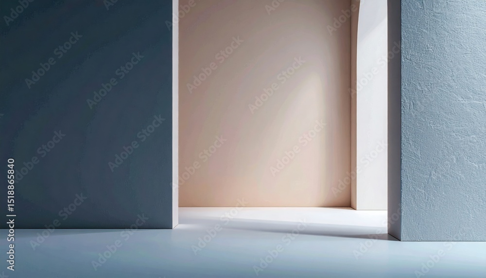 Poster abstract geometric composition with peach to apricot gradient and soft grain overlay