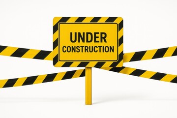 A yellow under construction sign with black stripes, a visual metaphor for potential change.