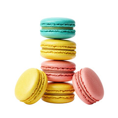 Obraz premium Colorful Macarons Stack on White Background