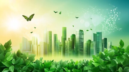 73.Green technology futuristic and innovation background. Environment technology. Abstract technology background. Vector illustration