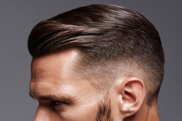 Close-up of a man's stylish haircut.