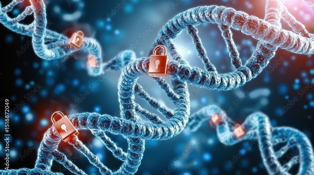 Poster an abstract and futuristic showcasing the intricate structure and complex network of a dna molecule 