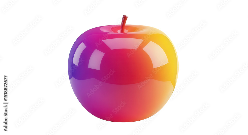 Poster glossy apple gradient design vibrant fruit illustration colorful rendering isolated black background