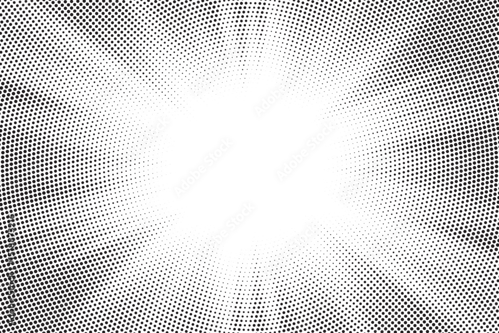 Poster Halftone gradient sun rays pattern. abstract halftone vector dots background. monochrome dots pattern. pop art, comic small dots. star rays halftone poster. shine, explosion. sunrise rays background.